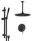 Matte Black Shower Set With Rain Ceiling Shower Head and Hand Shower